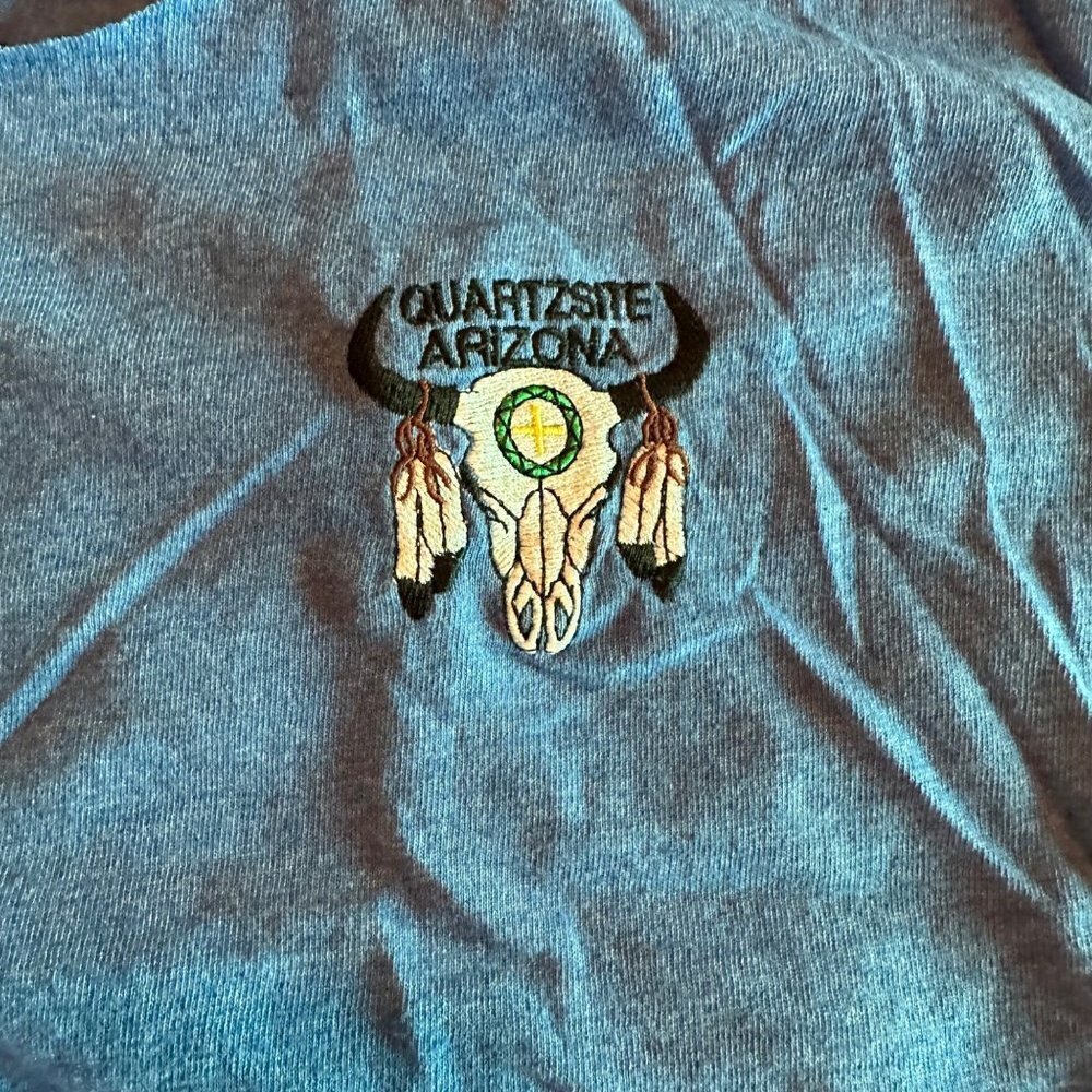 Gildan Dry Blend Blue Quartzsite Arizona Custom T-Shirt Size L - Picture 2 of 12